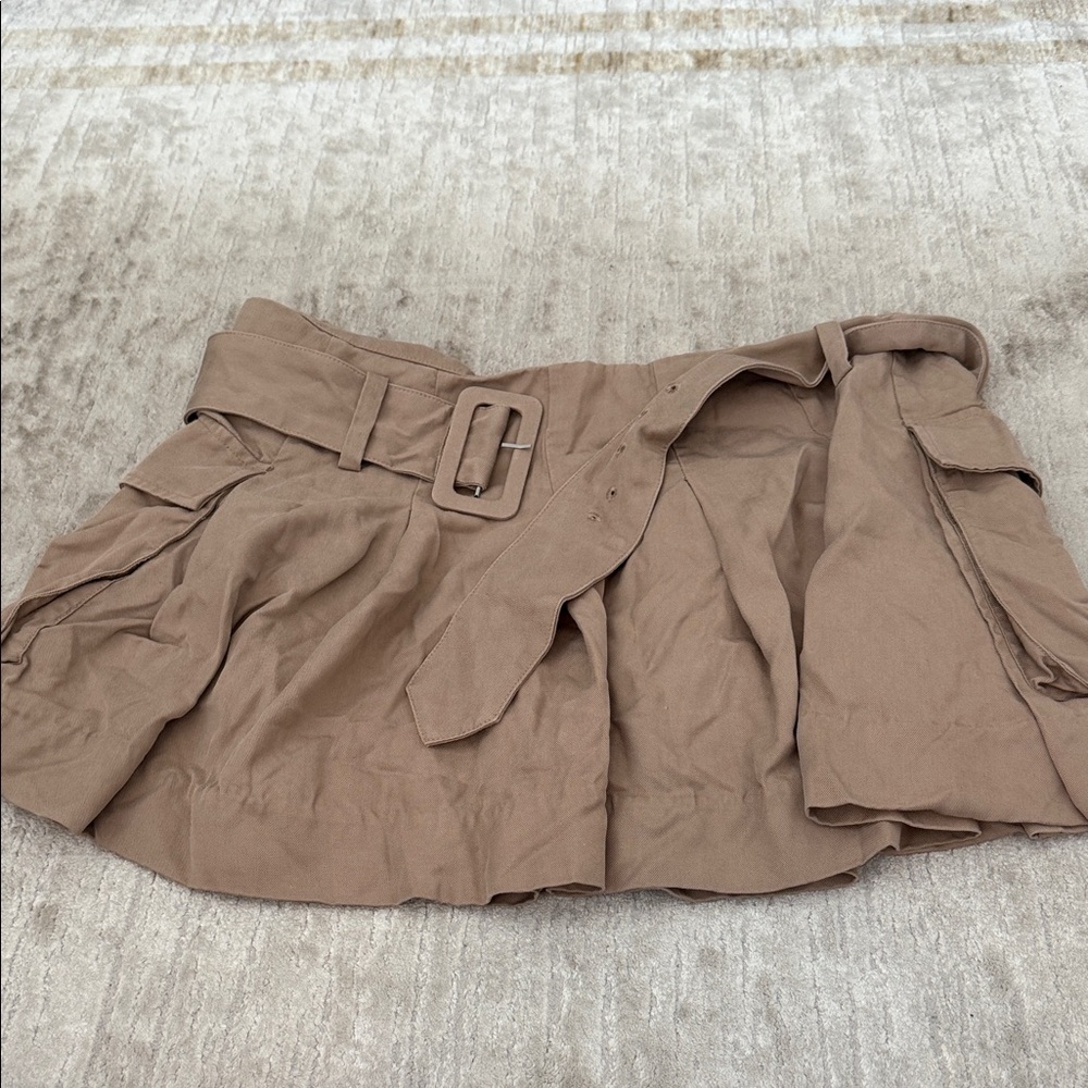 Reformation Brown Mini Skirt with Buckle Belt